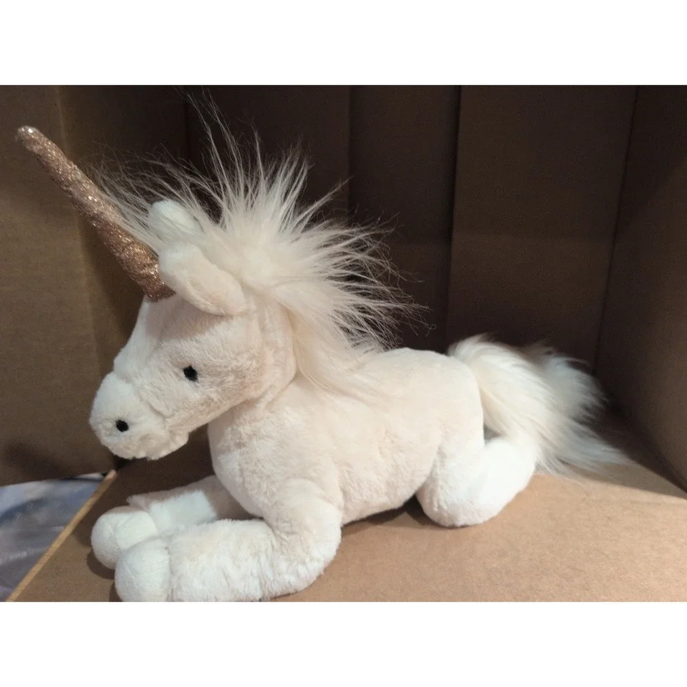 Jellycat Luna White Unicorn Gold Glitter Plush Animal Retired 15" To Tail - Picture 1 of 4
